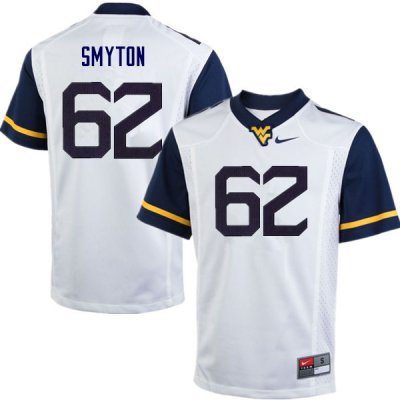 Men's West Virginia Mountaineers NCAA #62 Garrett Smyton White Authentic Nike Stitched College Football Jersey WO15M10WP